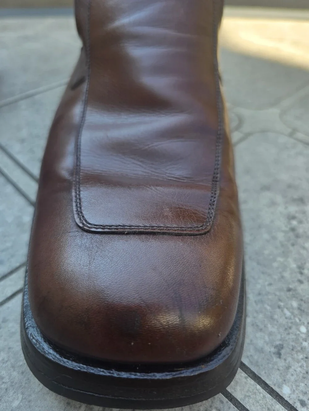 Gucci Vintage Brown Leather Square Toe Loafers Slip-On DressShoes Mens US 11.5 M